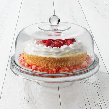 Libbey Selene 6 in 1 Multiuse Glass Server, Punch Bowl, Chip and Dip Bowl, Cake Stand