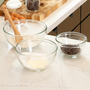 Libbey Baker's Basics 3 Piece Glass Mixing Bowl Set, Multi Size