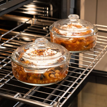 Libbey Baker's Basics 2 Piece Glass Casserole Baking Dish Set with Glass Covers