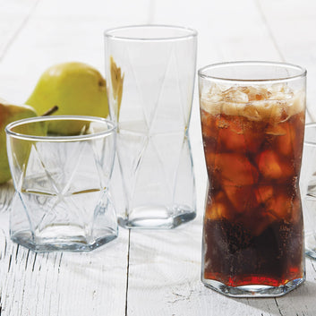 Libbey Rhombus 16 Piece Tumbler and Rocks Glass Set